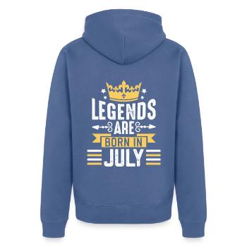Legends Are Born in July Geburtstag im Monat Juli - Unisex Premium Bio Zip Hoodie - Taubenblau - Hinten - Nico (187cm)