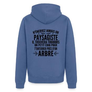 Landschaftsgärtner und Gärtner Geschenk Humor - Unisex Premium Bio Zip Hoodie - Taubenblau - Hinten - Nico (187cm)