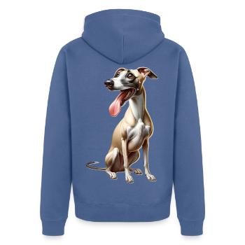 Windhund - Unisex Premium Bio Zip Hoodie - Taubenblau - Hinten - Nico (187cm)