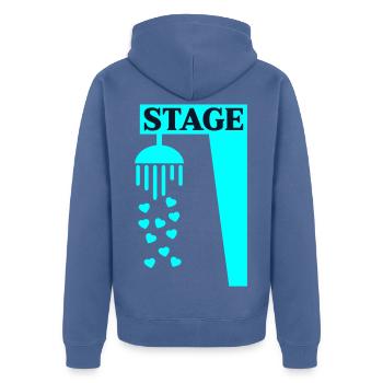 Bühnenduschgesang - Unisex Premium Bio Zip Hoodie - Taubenblau - Hinten - Nico (187cm)