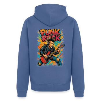 Punk - Unisex Premium Bio Zip Hoodie - Taubenblau - Hinten - Nico (187cm)