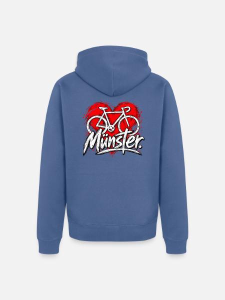 Münster Fahrrad Graffiti Herz - Unisex Premium Bio Zip Hoodie - Taubenblau