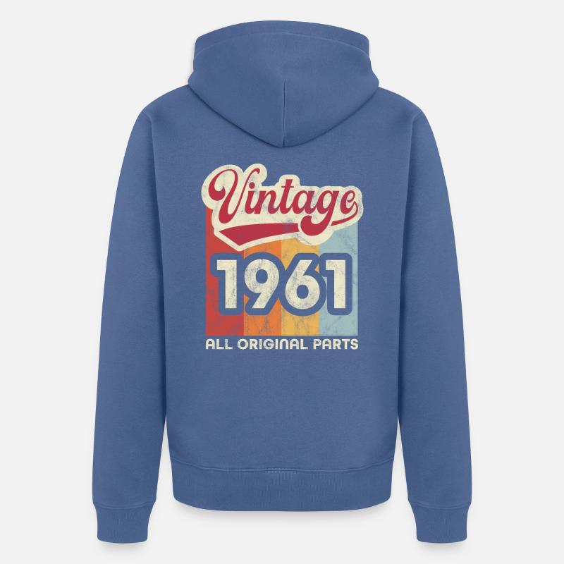 Millésime 1961 - Veste à capuche bio Premium Unisexe - bleu pigeon