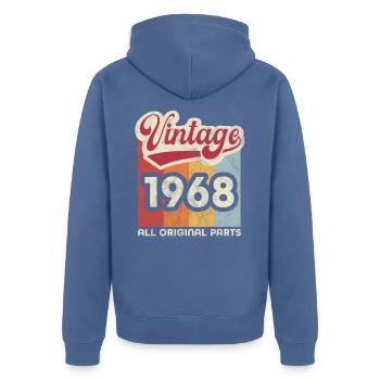 Jahrgang 1968 - Unisex Premium Bio Zip Hoodie - Taubenblau - Hinten - Nico (187cm)