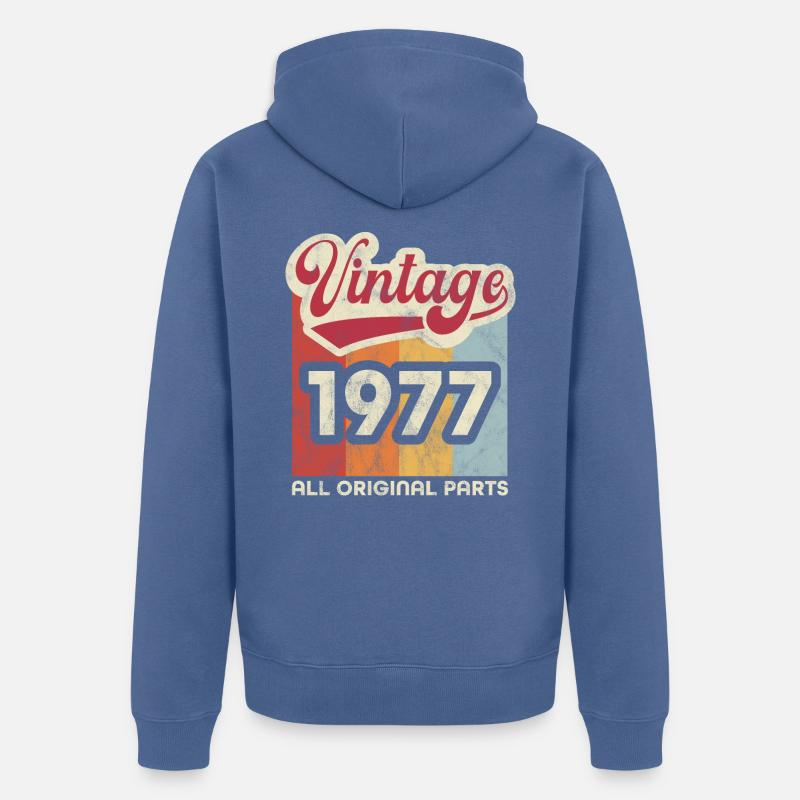 Millésime 1977 - Veste à capuche bio Premium Unisexe - bleu pigeon