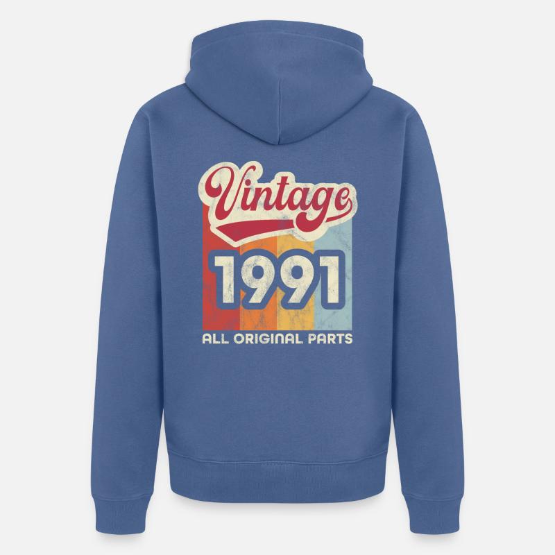 Millésime 1991 - Veste à capuche bio Premium Unisexe - bleu pigeon
