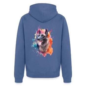 Malinois Dog Head - Unisex Premium Organic Zip Hoodie - stone blue - Back - Nico (187cm)