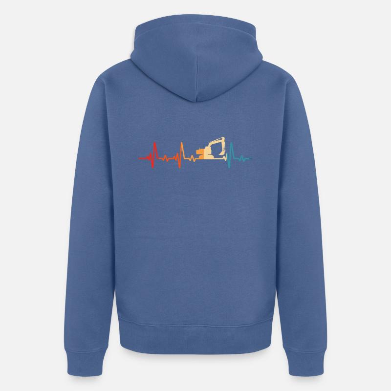 Retro Bagger Baggerfahrer Baustelle - Unisex Premium Bio Zip Hoodie - Taubenblau
