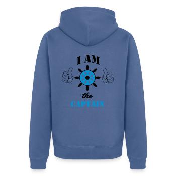Captain Captain Boat Yacht Anchor Sailing Gift - Unisex Premium Organic Zip Hoodie - stone blue - Back - Nico (187cm)
