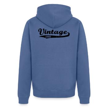 Vintage 1986 - Unisex Premium Bio Zip Hoodie - Taubenblau - Hinten - Nico (187cm)