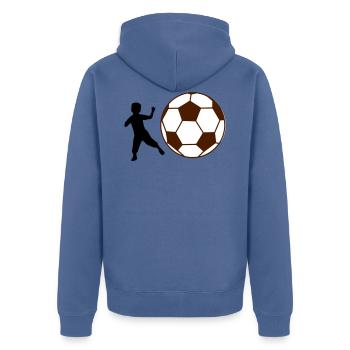 Kind Fußball - Unisex Premium Bio Zip Hoodie - Taubenblau - Hinten - Nico (187cm)