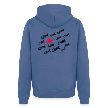 Deadfish - Unisex Premium Bio Zip Hoodie - Taubenblau - Hinten - Nico (187cm)