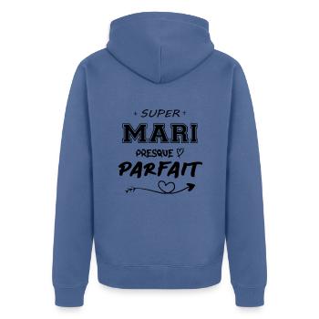 le mari parfait - Veste à capuche bio Premium Unisexe - bleu pigeon - Dos - Nico (187cm)