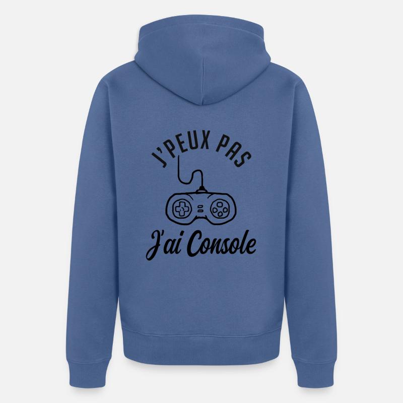 j'peux pas j'ai console - Veste à capuche bio Premium Unisexe - bleu pigeon