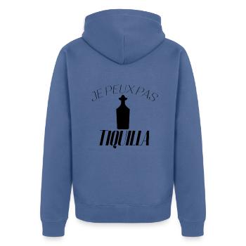 Je peux pas j'ai Tequila - Veste à capuche bio Premium Unisexe - bleu pigeon - Dos - Nico (187cm)