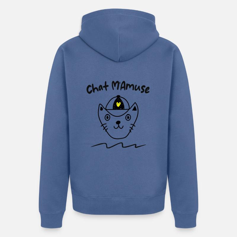 chat m'amuse - Veste à capuche bio Premium Unisexe - bleu pigeon