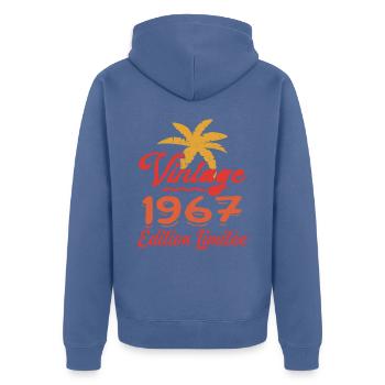 Vintage 1967 Edition Limitée - Veste à capuche bio Premium Unisexe - bleu pigeon - Dos - Nico (187cm)