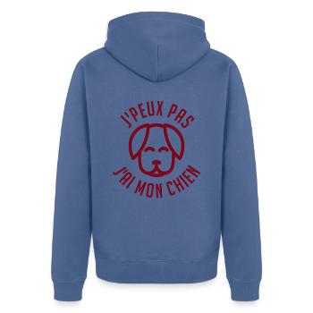 j'Peux pas j'ai mon chien - Veste à capuche bio Premium Unisexe - bleu pigeon - Dos - Nico (187cm)