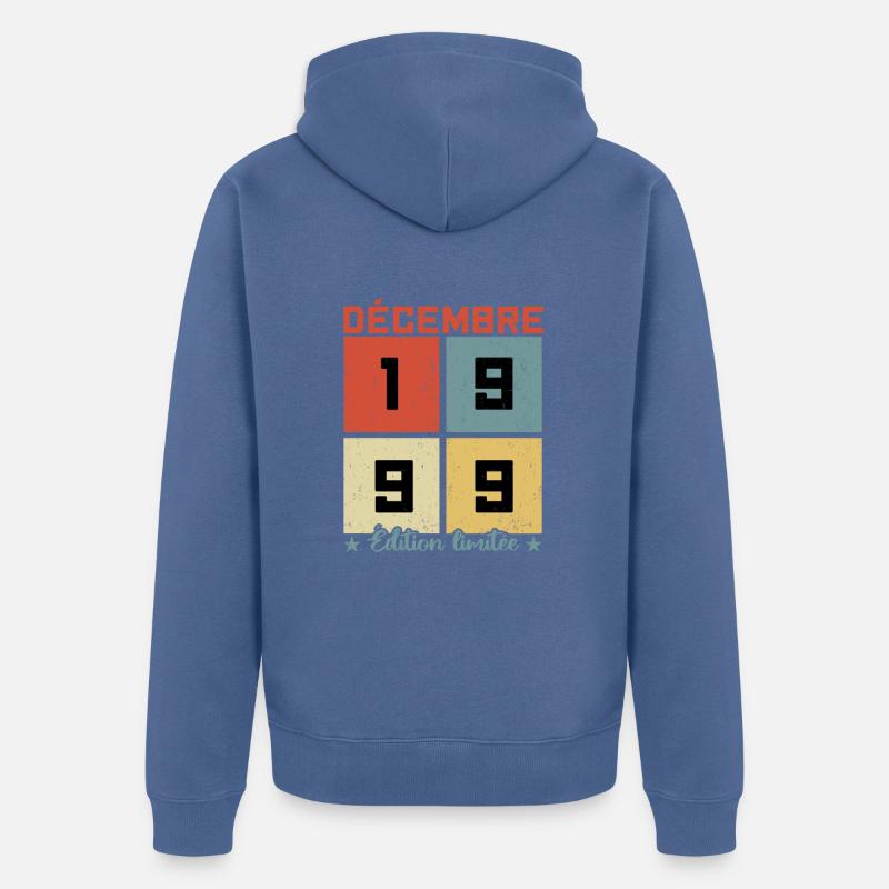 Anniversaire Décembre 1999 - Veste à capuche bio Premium Unisexe - bleu pigeon