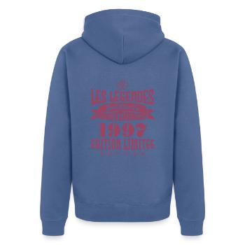 Les légendes sont nées en novembre 1997 - Veste à capuche bio Premium Unisexe - bleu pigeon - Dos - Nico (187cm)