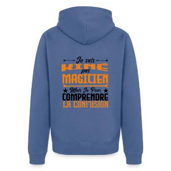 Je Suis Kiné Pas Magicien - Veste à capuche bio Premium Unisexe - bleu pigeon - Dos - Nico (187cm)