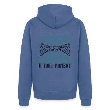 Avertissement, Mariage à tout moment. - Veste à capuche bio Premium Unisexe - bleu pigeon - Dos - Nico (187cm)