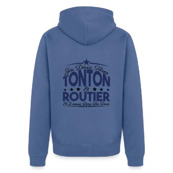 J'ai deux titres tonton et Routier. Cadeau Tonton. - Veste à capuche bio Premium Unisexe - bleu pigeon - Dos - Nico (187cm)