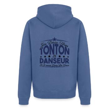 J'ai deux titres tonton et Danseur. Cadeau tonton. - Veste à capuche bio Premium Unisexe - bleu pigeon - Dos - Nico (187cm)