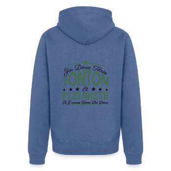 J'ai deux titres tonton et Fleuriste Cadeau tonton - Veste à capuche bio Premium Unisexe - bleu pigeon - Dos - Nico (187cm)