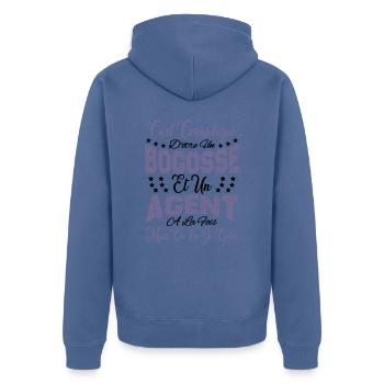 c'est compliqué d'être un Bogosse et un Agent. - Veste à capuche bio Premium Unisexe - bleu pigeon - Dos - Nico (187cm)