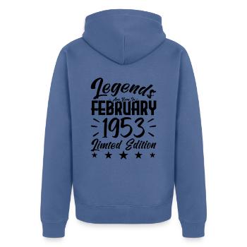 Geboren 1953. Geburtstagsgeschenk. - Unisex Premium Bio Zip Hoodie - Taubenblau - Hinten - Nico (187cm)