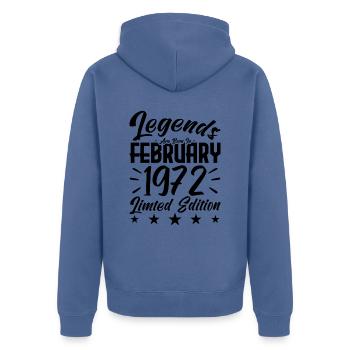 Naissance En Février 1972. Cadeau d'anniversaire. - Veste à capuche bio Premium Unisexe - bleu pigeon - Dos - Nico (187cm)