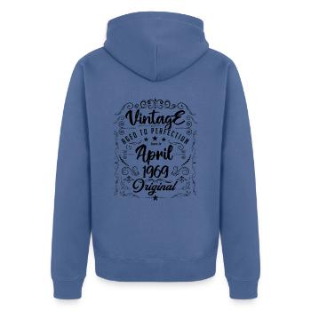 Jahrgang geboren im April 1969. Geburtstag April. - Unisex Premium Bio Zip Hoodie - Taubenblau - Hinten - Nico (187cm)