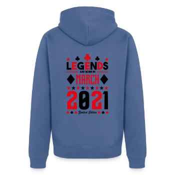 cadeau d'anniversaire Mars 2021. jeux de carte. - Veste à capuche bio Premium Unisexe - bleu pigeon - Dos - Nico (187cm)