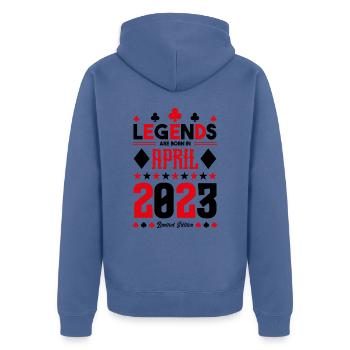cadeau d'anniversaire avril 2023. jeux de carte. - Veste à capuche bio Premium Unisexe - bleu pigeon - Dos - Nico (187cm)