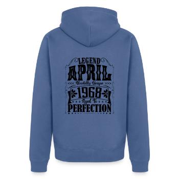 Avril 1968. Anniversaire avril 1968. Cadeau 1968. - Veste à capuche bio Premium Unisexe - bleu pigeon - Dos - Nico (187cm)