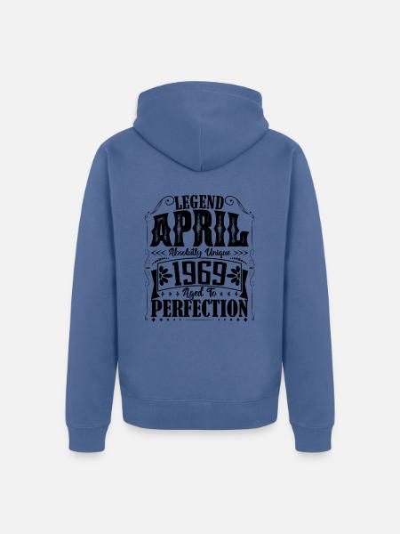 April 1969. Birthday April 1969. Gift 1969. - Unisex Premium Organic Zip Hoodie - stone blue