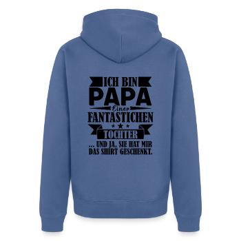 Ich bin Papa einer fantastischen Tochter Vater - Unisex Premium Bio Zip Hoodie - Taubenblau - Hinten - Nico (187cm)