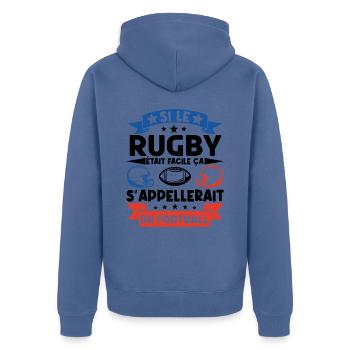 Cadeau rugbyman. cadeau rugby France. rugby fan . - Veste à capuche bio Premium Unisexe - bleu pigeon - Dos - Nico (187cm)