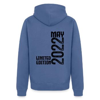 Cadeau may 2022. anniversary may 2022. Mai 2022. - Veste à capuche bio Premium Unisexe - bleu pigeon - Dos - Nico (187cm)