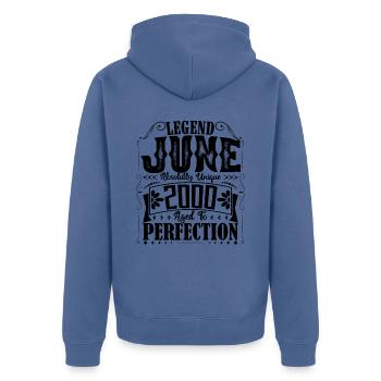 June 2000. Birthday June 2000 Gift June 2000 - Unisex Premium Organic Zip Hoodie - stone blue - Back - Nico (187cm)