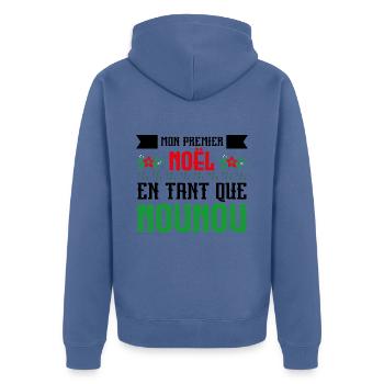 Mon Premier Noel tant que nounou - Veste à capuche bio Premium Unisexe - bleu pigeon - Dos - Nico (187cm)