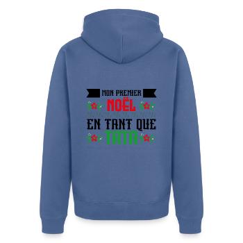 Le premier Noël en tant que tata - Veste à capuche bio Premium Unisexe - bleu pigeon - Dos - Nico (187cm)