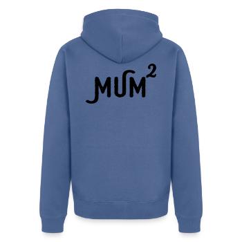 Mama hoch 2 Zwillings Mütter lustiges Motiv mum - Unisex Premium Bio Zip Hoodie - Taubenblau - Hinten - Nico (187cm)