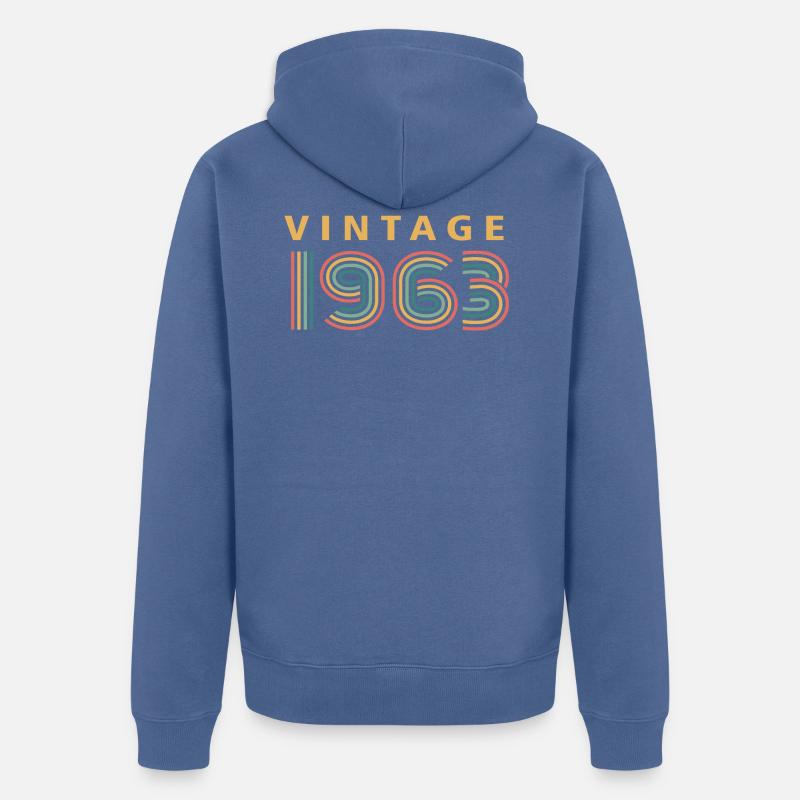 millésime 1963 - Veste à capuche bio Premium Unisexe - bleu pigeon