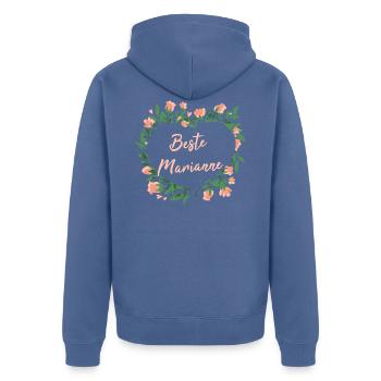 Geschenk für Marianne - die Beste - Unisex Premium Bio Zip Hoodie - Taubenblau - Hinten - Nico (187cm)
