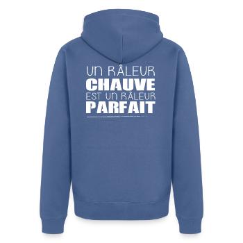 Râleur - Râler - Chauve - Cadeau - Parfait - Drôle - Veste à capuche bio Premium Unisexe - bleu pigeon - Dos - Nico (187cm)