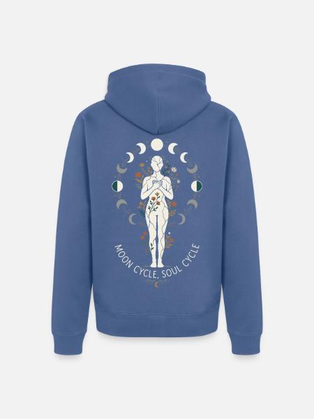 Mondzyklus-Blumengeist-Design - Unisex Premium Bio Zip Hoodie - Taubenblau