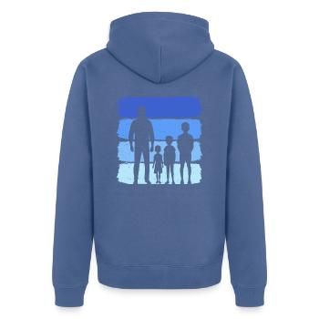 Papa und drei Kinder T-Shirt vater und 3 Söhne - Unisex Premium Bio Zip Hoodie - Taubenblau - Hinten - Nico (187cm)