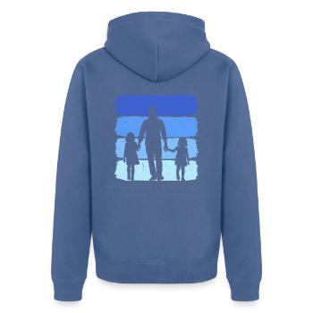 Father and Two Daughters Vintage Dad 2 Girls - Unisex Premium Organic Zip Hoodie - stone blue - Back - Nico (187cm)